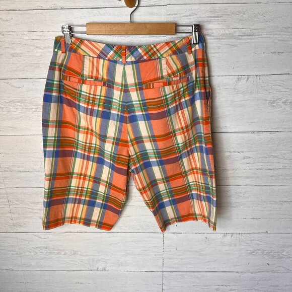 Lauren Ralph Lauren Shorts Womens Size 12 Colorful Plaid Bermuda Cotton Blend - Picture 11 of 16